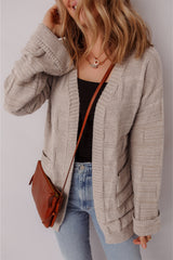 Delicacy Textured Knit Open Front Chic Cardigan with Pockets Cardigans JT's Designer Fashion