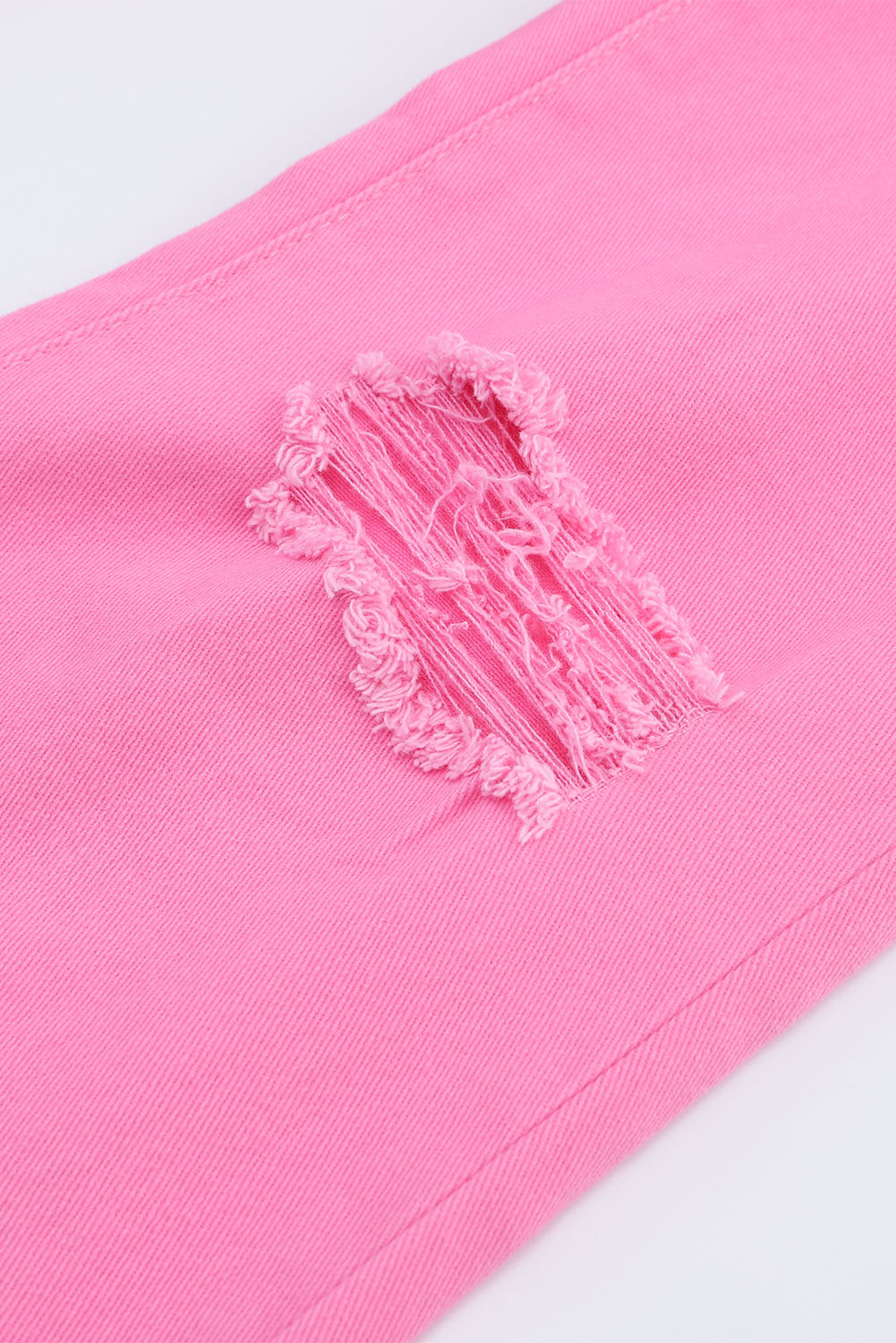 Pink Vintage High Waist Flare Leg Ripped Raw Hem Jeans Jeans JT's Designer Fashion