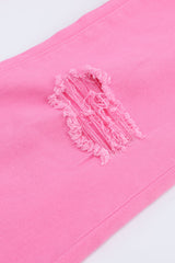 Pink Vintage High Waist Flare Leg Ripped Raw Hem Jeans Jeans JT's Designer Fashion