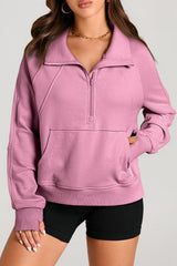 Valerian Quarter Zip Stand Neck Kangaroo Pocket Sweatshirt Sweatshirts & Hoodies JT's Designer Fashion