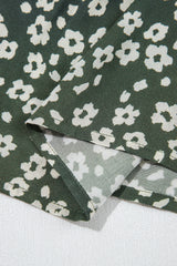 Green Boho Floral Print V Neck Tunic Sleeveless Dress Floral Dresses JT's Designer Fashion