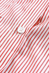 Red Stripe Smocked Cuffed Striped Boyfriend Shirt with Pocket Blouses & Shirts JT's Designer Fashion