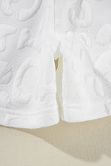 White Leopard Jacquard Quarter Zip Tee and Shorts Set Short Sets JT's Designer Fashion