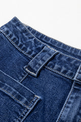 Sail Blue Wide Leg Pocketed High Waist Jeans Jeans JT's Designer Fashion