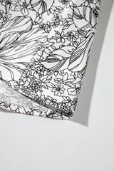 White Floral Print Pipping Trim Flutter Sleeve Mini Dress Floral Dresses JT's Designer Fashion