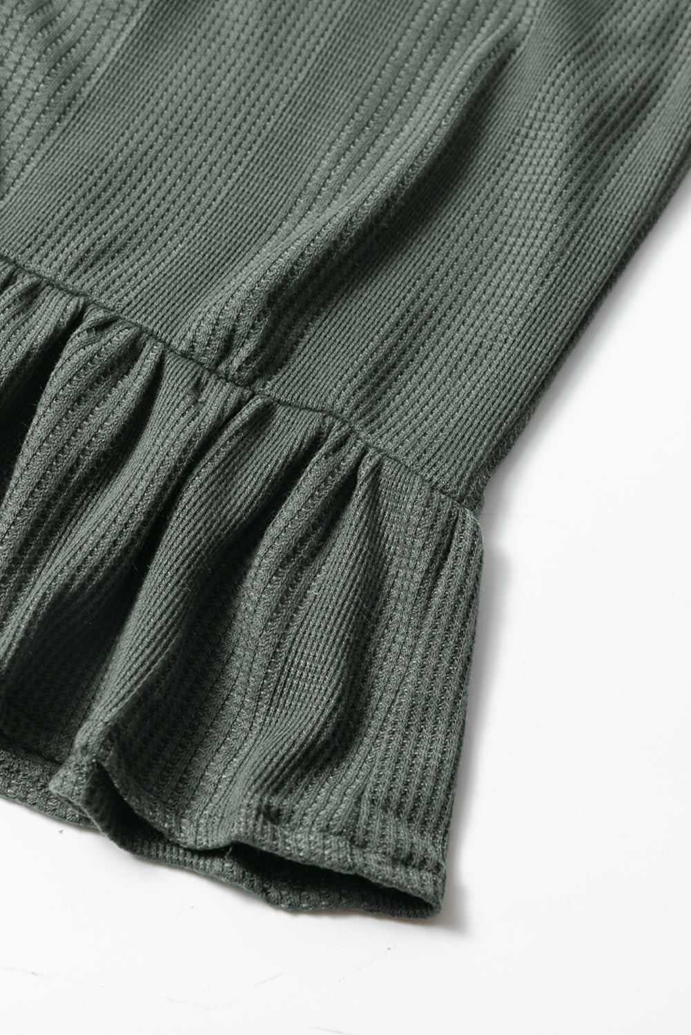 Duffel Green Solid Color Ribbed Ruffle Tank Top and Pants Set Pant Sets JT's Designer Fashion