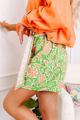 Green Floral Print Pocketed Front Knot High Waist Casual Shorts Casual Shorts JT's Designer Fashion
