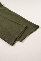 Four Leaf Clover Solid Color Textured Buttoned Shirt and Casual Pants Set Pant Sets JT's Designer Fashion