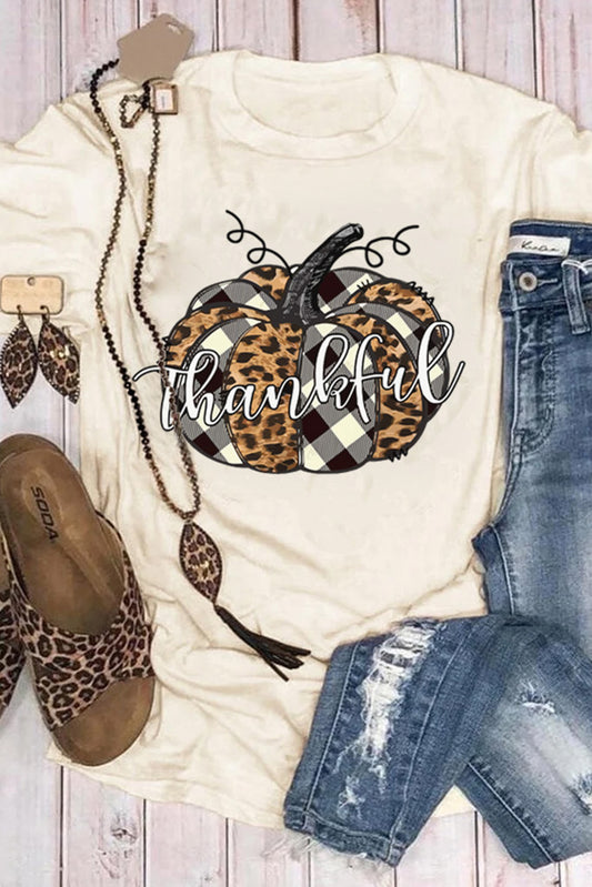 Khaki Thankful Pumpkin Graphic Tee Graphic Tees JT's Designer Fashion