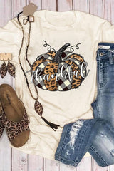 Khaki Thankful Pumpkin Graphic Tee Graphic Tees JT's Designer Fashion