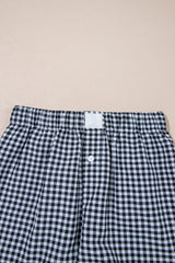 Black Gingham Printed High Waist Shorts Casual Shorts JT's Designer Fashion