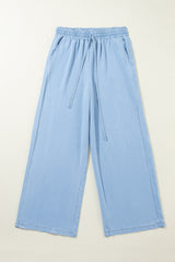 Myosotis Drawstring High Waist Wide Leg Denim Pants Pants & Culotte JT's Designer Fashion
