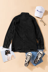 Black Ripped Denim Jacket Denim Jackets JT's Designer Fashion