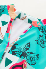 Multicolour Abstract Printed Half Sleeve Notched Neck Mini Dress Mini Dresses JT's Designer Fashion