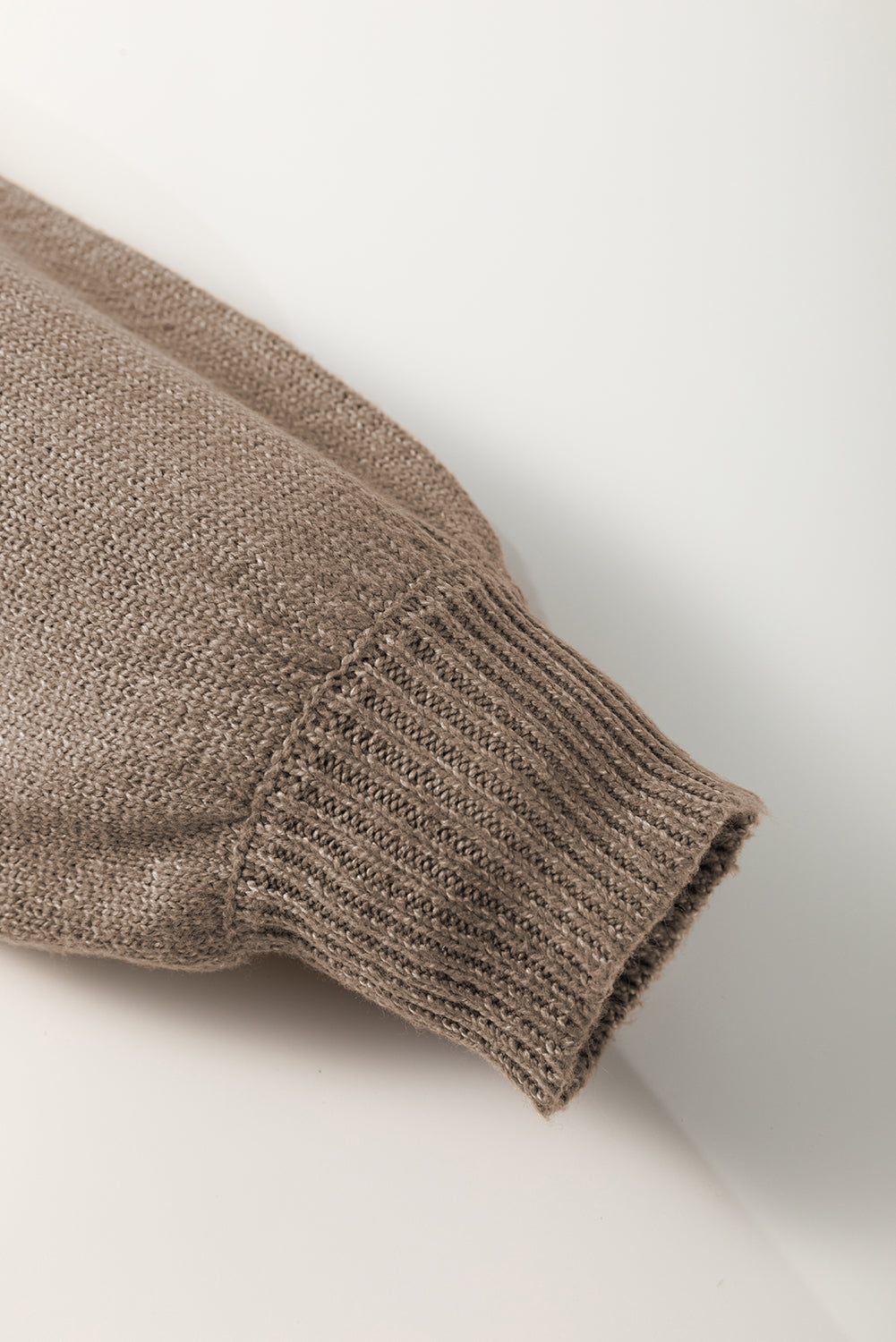 Camel Eyelet Pattern Detail V Neck Drop Shoulder Sweater Sweaters JT's Designer Fashion