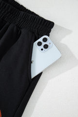 Black GAME DAY Rugby Football Graphic Pullover and Shorts Casual Outfit Short Sets JT's Designer Fashion
