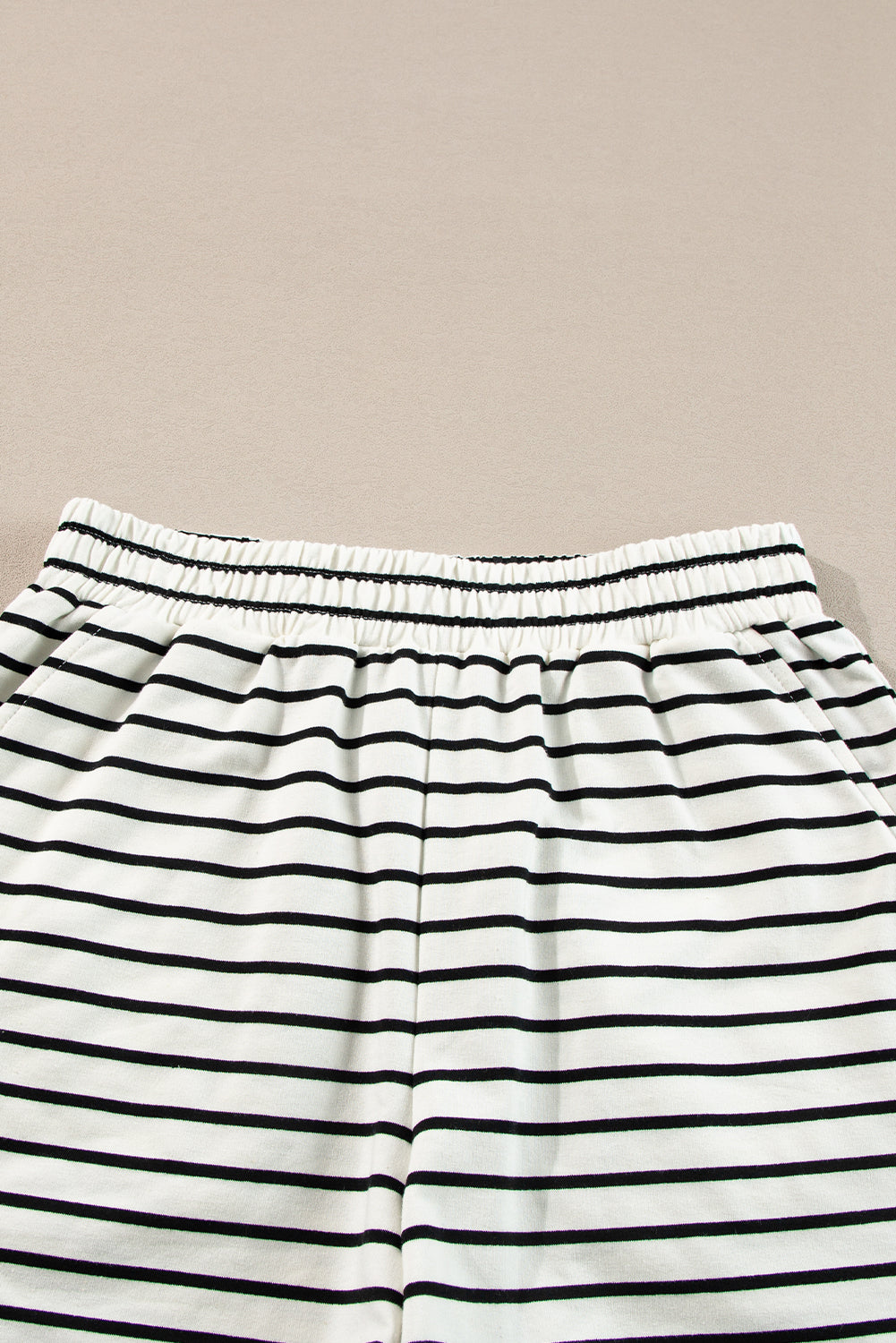 Black white Stripes Printed Half Button Long Sleeve Top and Shorts Set Short Sets JT's Designer Fashion