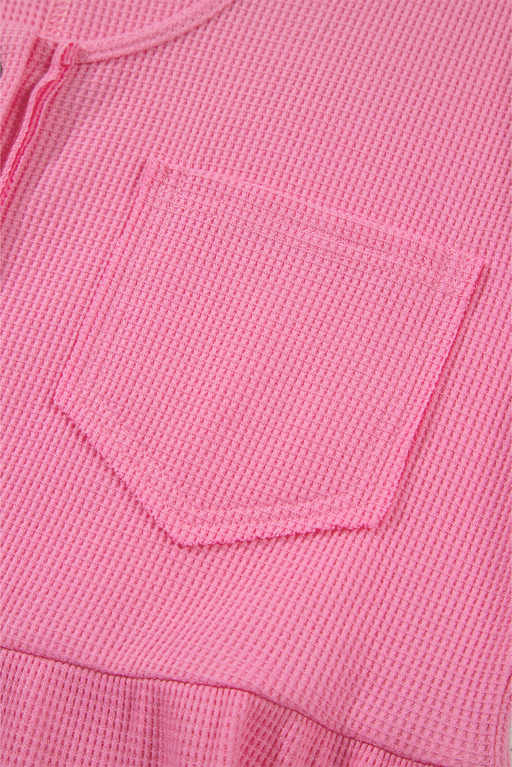 Bright Pink Waffle Textured Button Round Neck A-line Tiered Sleeveless Dress Mini Dresses JT's Designer Fashion