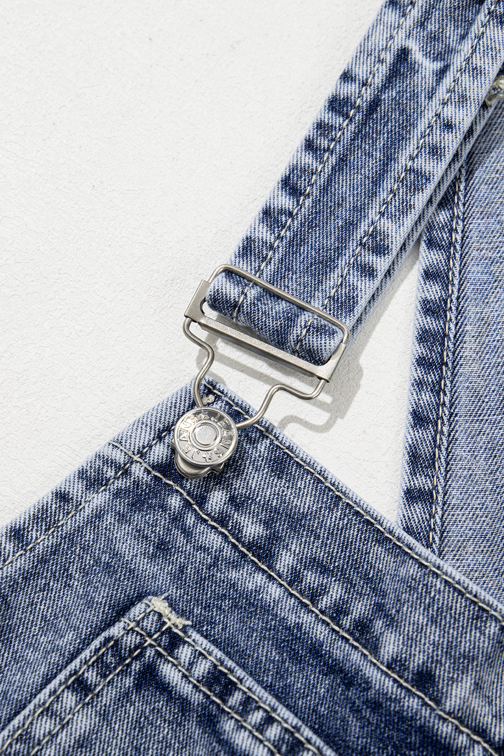 Sail Blue Denim Bib Straight Leg Jumpsuit with Pockets Jumpsuits & Rompers JT's Designer Fashion