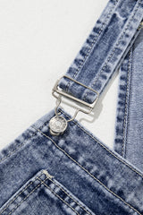 Sail Blue Denim Bib Straight Leg Jumpsuit with Pockets Jumpsuits & Rompers JT's Designer Fashion