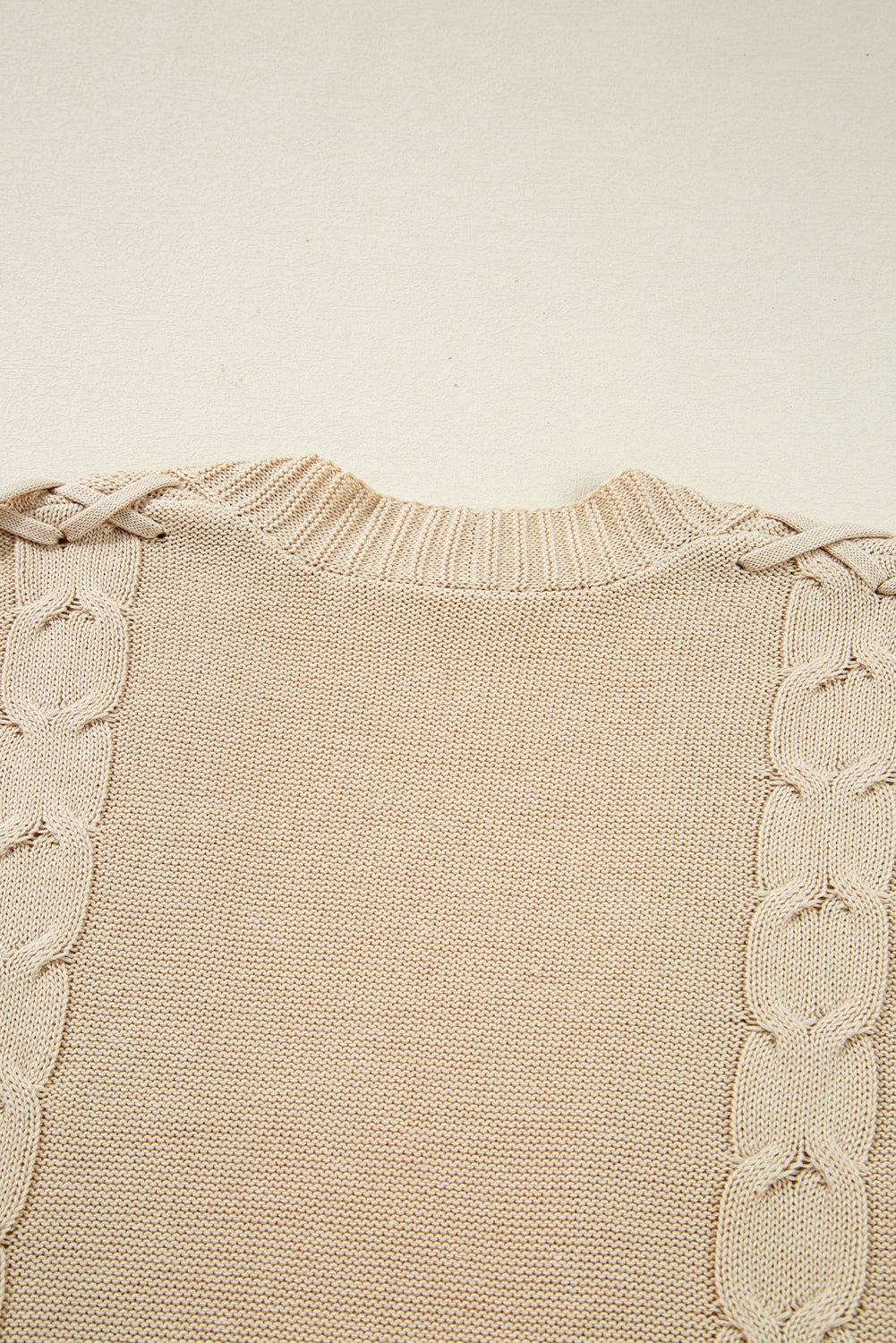 Parchment Cable Knit Braided Tie Sleeve Plus Size Open Cardigan Plus Size Sweaters & Cardigans JT's Designer Fashion