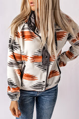 Gray Western Aztec Snap Buttoned Fleece Jacket Jackets JT's Designer Fashion