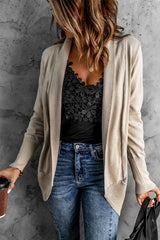 Khaki Super Soft Long Sleeve Open Cardigan Sweaters & Cardigans JT's Designer Fashion