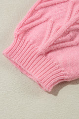 Peach Blossom Flower Detail Knitted Notched Neck Sweater Sweaters JT's Designer Fashion