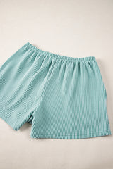 Iceland Blue Ribbed Textured Knit Loose Fit Tee and Shorts Set Short Sets JT's Designer Fashion