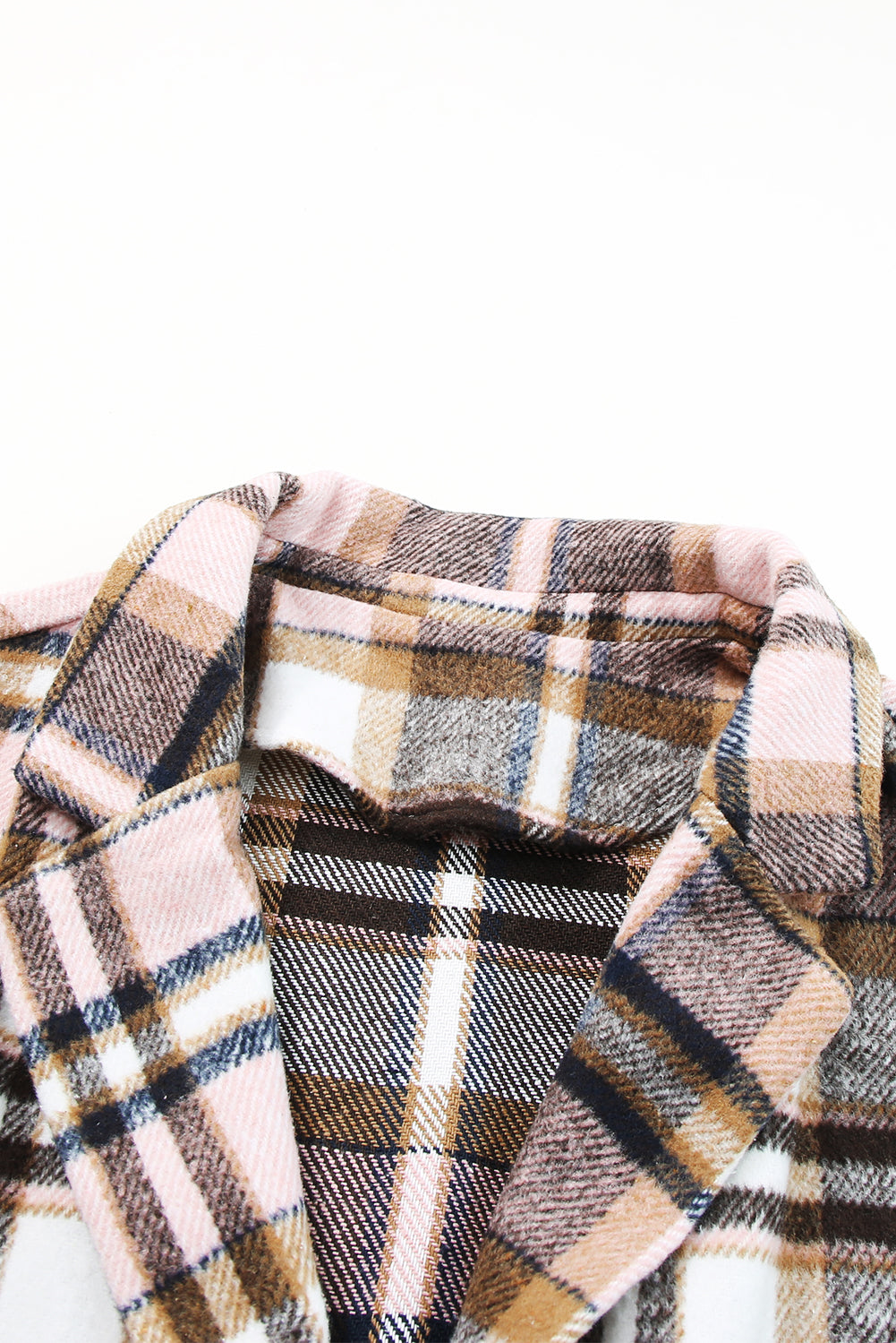 Pink Plaid Button Up Lapel Jacket Plaid Shackets JT's Designer Fashion
