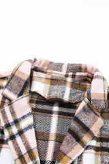Pink Plaid Button Up Lapel Jacket Plaid Shackets JT's Designer Fashion