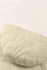 Beige Quilted Snap Button Hooded Coat Coats JT's Designer Fashion