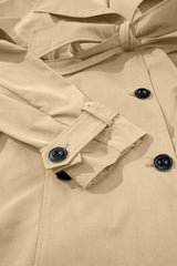 Pale Khaki Solid Color Lapel Collar Waist Tie Wind Coat Coats JT's Designer Fashion