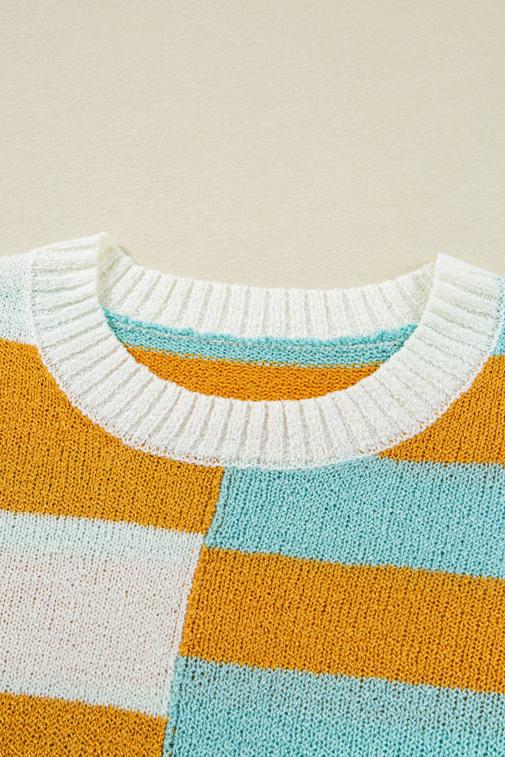 Jurassic Gold Color Block Striped Pullover Sweater Sweaters JT's Designer Fashion