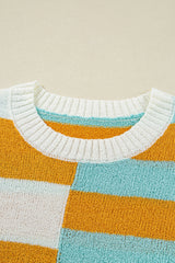 Jurassic Gold Color Block Striped Pullover Sweater Sweaters JT's Designer Fashion