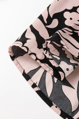 Black Plus Size Floral Printed Puff Sleeve Collared Maxi Dress Plus Size Maxi Dresses JT's Designer Fashion