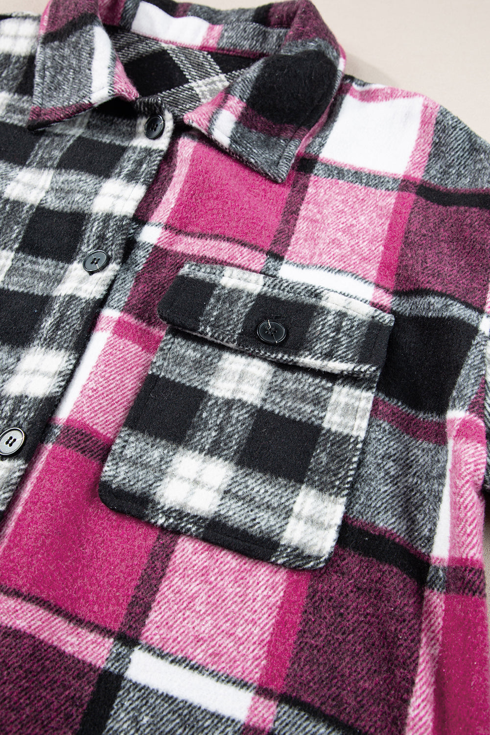 Black Plaid Colorblock Loose Shacket Plaid Shackets JT's Designer Fashion