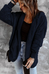 Blue Pink Soft Fleece Hooded Open Front Jacket Jackets JT's Designer Fashion