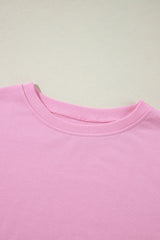 Bonbon Color Block Exposed Seam Side Slits Crewneck Sweatshirt Sweatshirts & Hoodies JT's Designer Fashion