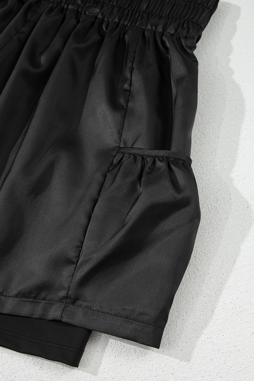 Black Elastic High Waist Pocketed Casual Shorts Casual Shorts JT's Designer Fashion