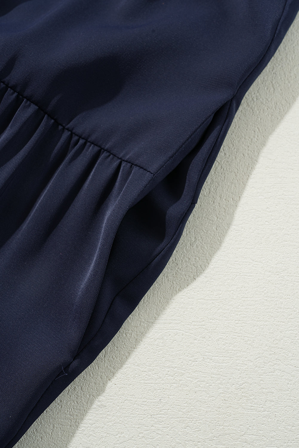 Navy Blue Collared V Neck Flutter Sleeve Tiered Plus Size Dress Plus Size Mini Dresses JT's Designer Fashion
