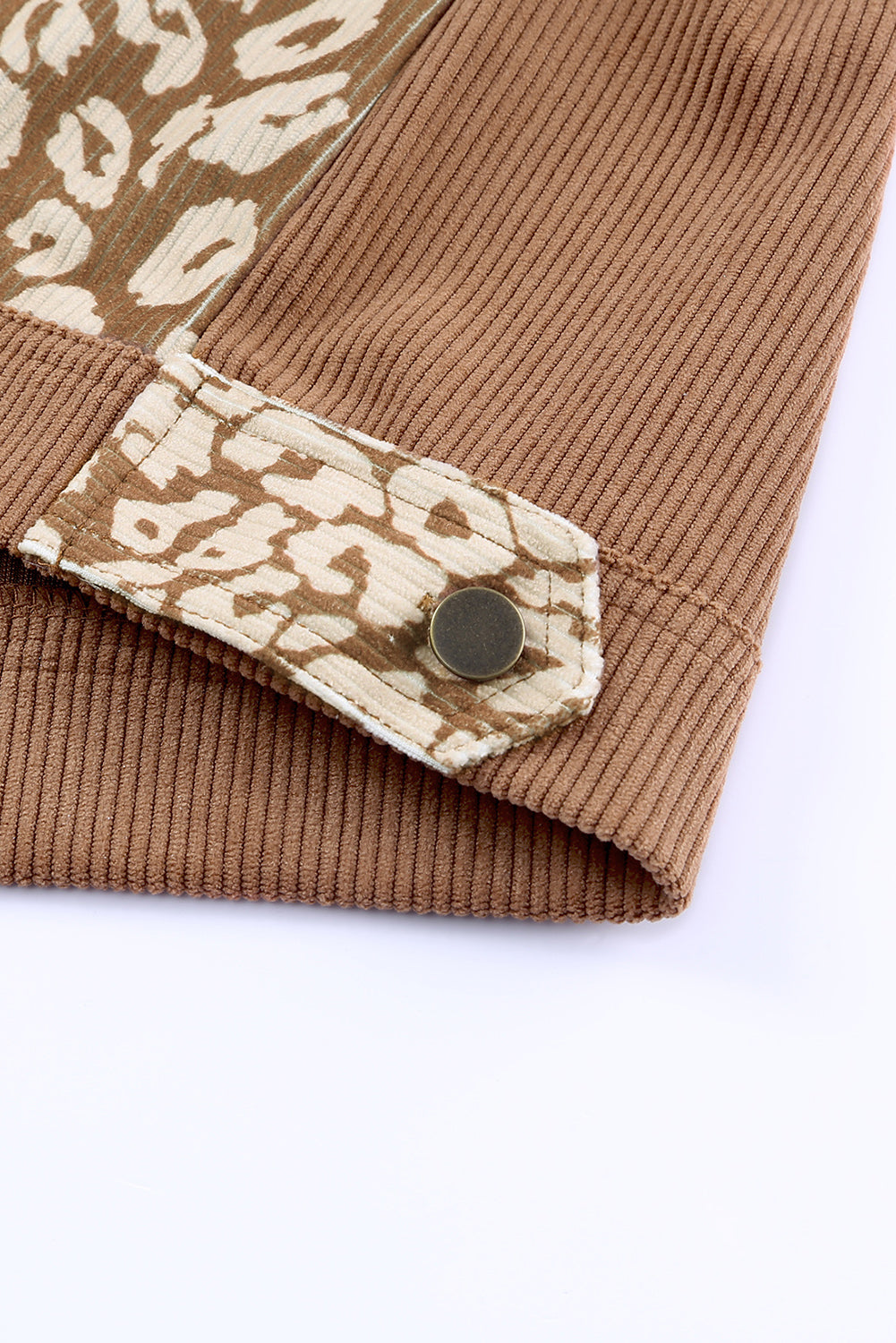 Brown Leopard Print Corduroy Long Sleeve Jacket Jackets JT's Designer Fashion