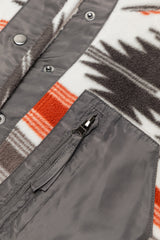 Multicolour Aztec Fleece Patchwork Snap Button Jacket Jackets JT's Designer Fashion