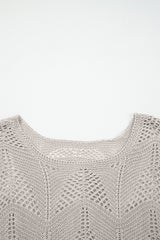 Seagrass Hollow Out Knit 7/8 Sleeve Casual Sweater Sweaters JT's Designer Fashion