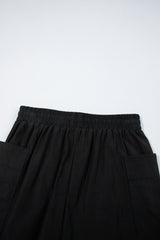 Black Cargo Pocket Elastic Waist Active Casual Skort Casual Shorts JT's Designer Fashion