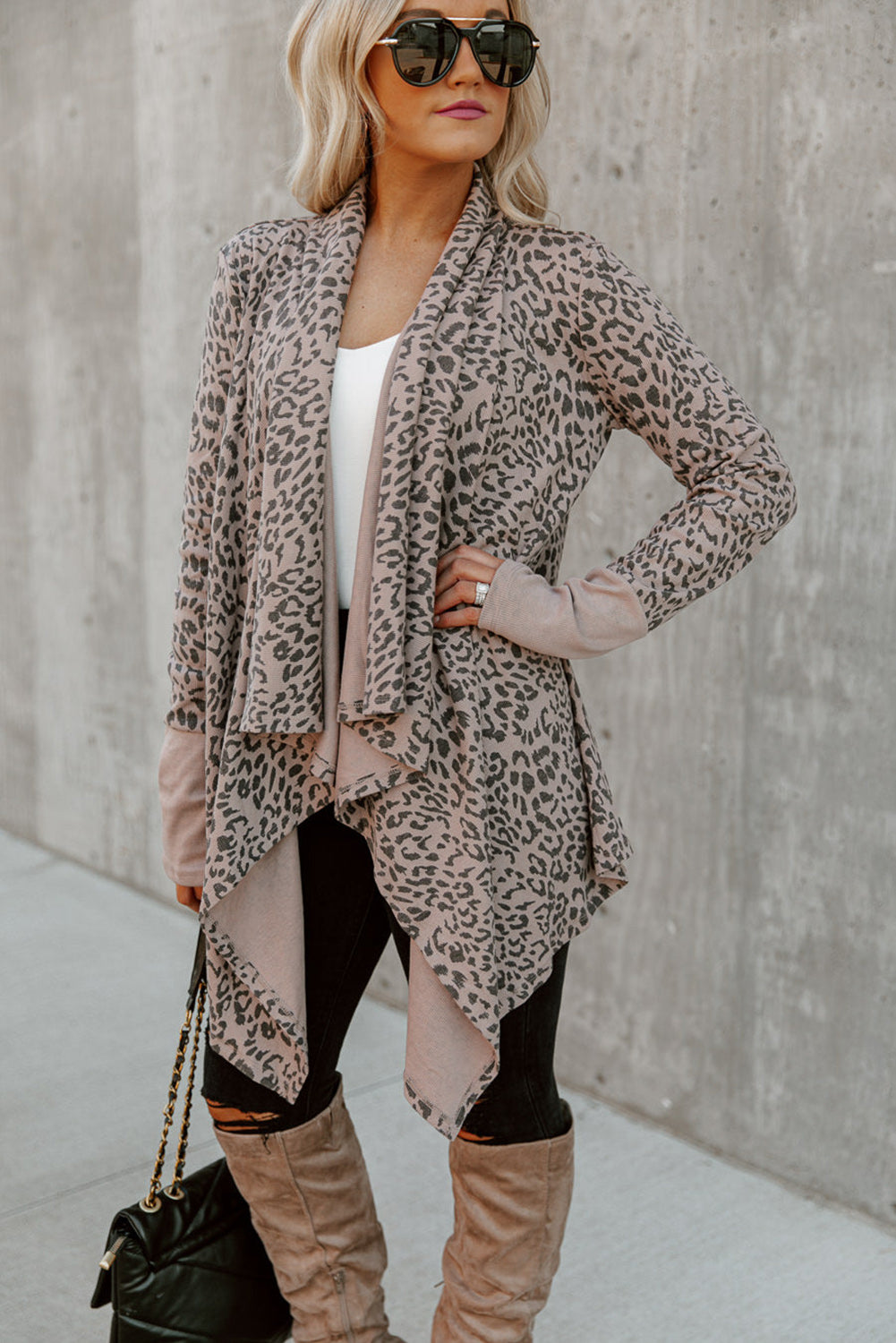 Leopard Open Front Cardigan Sweaters & Cardigans JT's Designer Fashion
