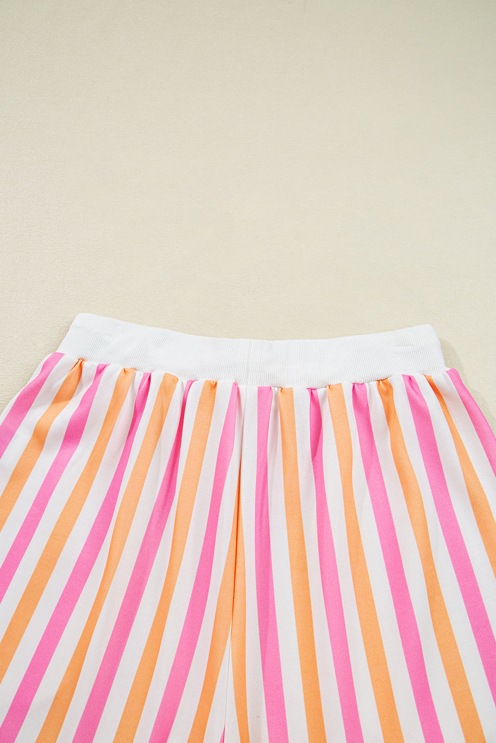Pink Stripe Drop Shoulder Half Sleeve Loose Tee and Shorts Casual Set Short Sets JT's Designer Fashion