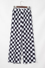 Black 2-Tone Checked Print High Waist Wide Leg Pants Pants & Culotte JT's Designer Fashion