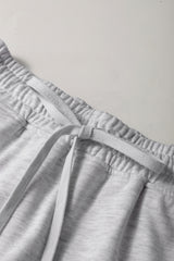 Light Grey French Terry Drawstring Mini Skort with Pockets Skirts & Petticoat JT's Designer Fashion