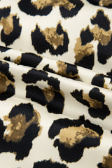 Apricot Leopard Bubble Sleeve Bow Tie Front Peplum Blouse Blouses & Shirts JT's Designer Fashion